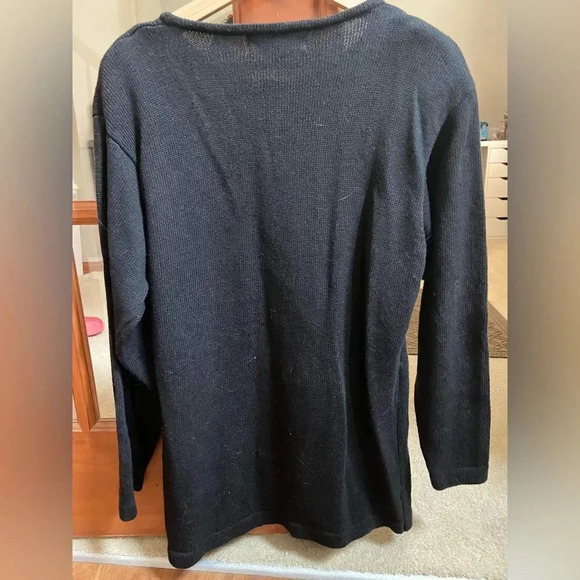 Viki International 90s Black Gold Knit Tunic Sequin Medium Sweater shoulder pads - Picture 4 of 4